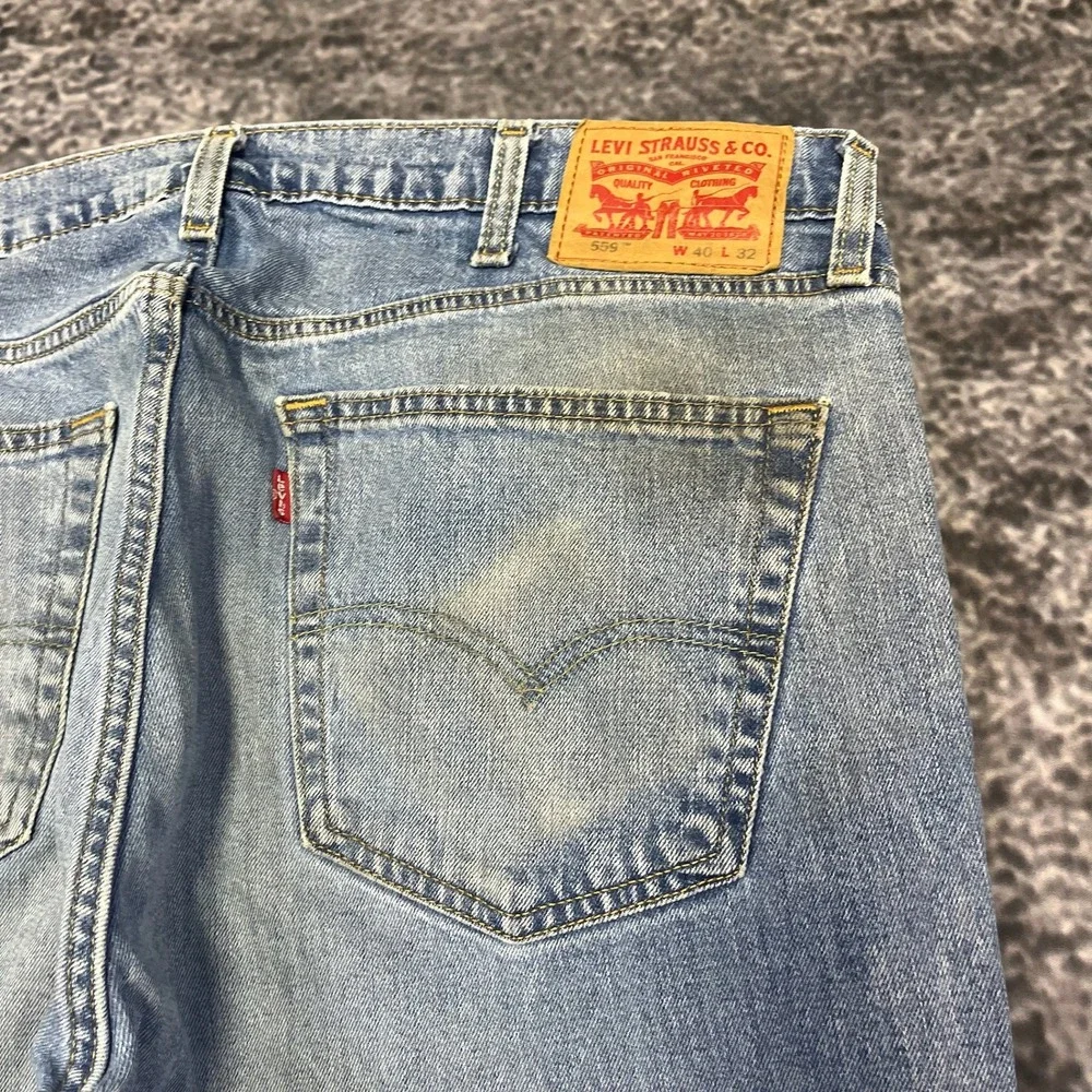 Levi's‎ 559 Jeans Relaxed Straight Mens 40x31 Blue Distressed Denim